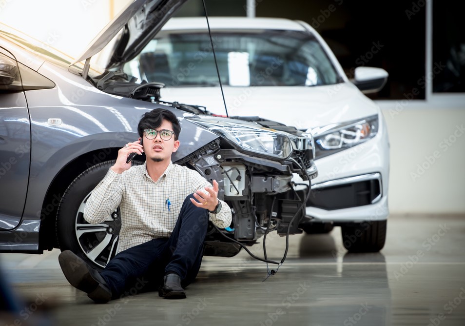 Asian man in car accident